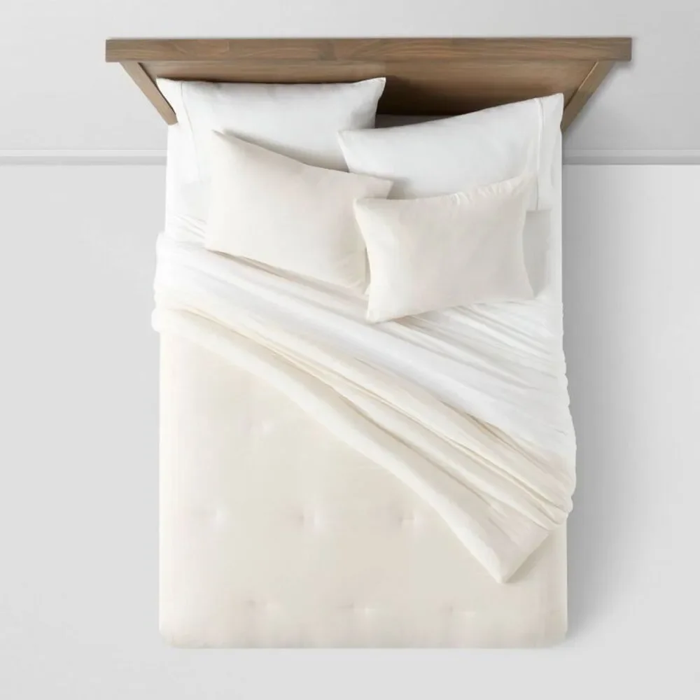 King Lustrous Velvet Comforter & Sham Set Cream - Threshold